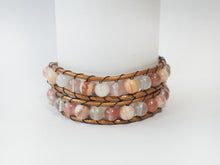 Load image into Gallery viewer, WH2-019 Natural Stone with Leather Cord 2 Rounds Bracelet
