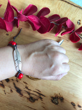 Load image into Gallery viewer, WF-001 Red Coral and Silver plated Feather Bracelet
