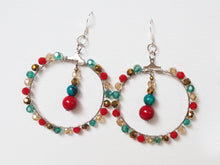 Load image into Gallery viewer, ET-032 Crystal Earrings Red Green
