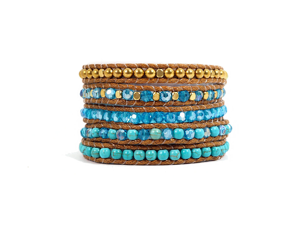 W5-152 Turqouise beads wrap bracelet