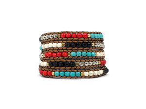 W5-153 Multi stone beads wrap bracelet
