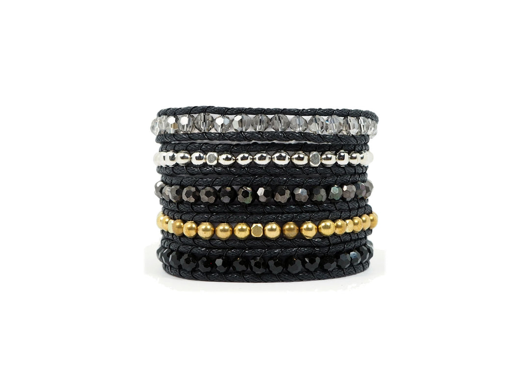 W5-159 Black layer Crystal wrap bracelet