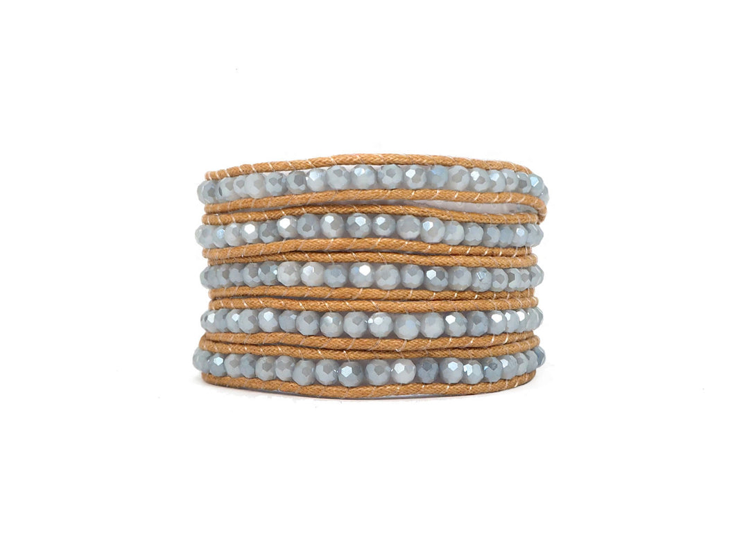 W5-160 grey and Cream wrap bracelet
