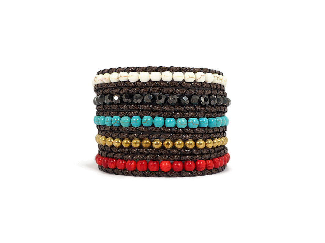 W5-164 Mixed colors stone wrap bracelet