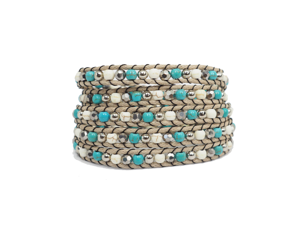 W5-172 Blue and white wrap bracelet