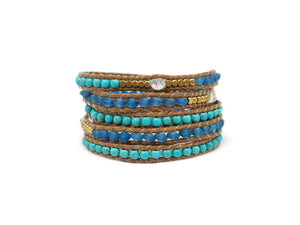 W5-174 Turqouise and sea glass wrap bracelet