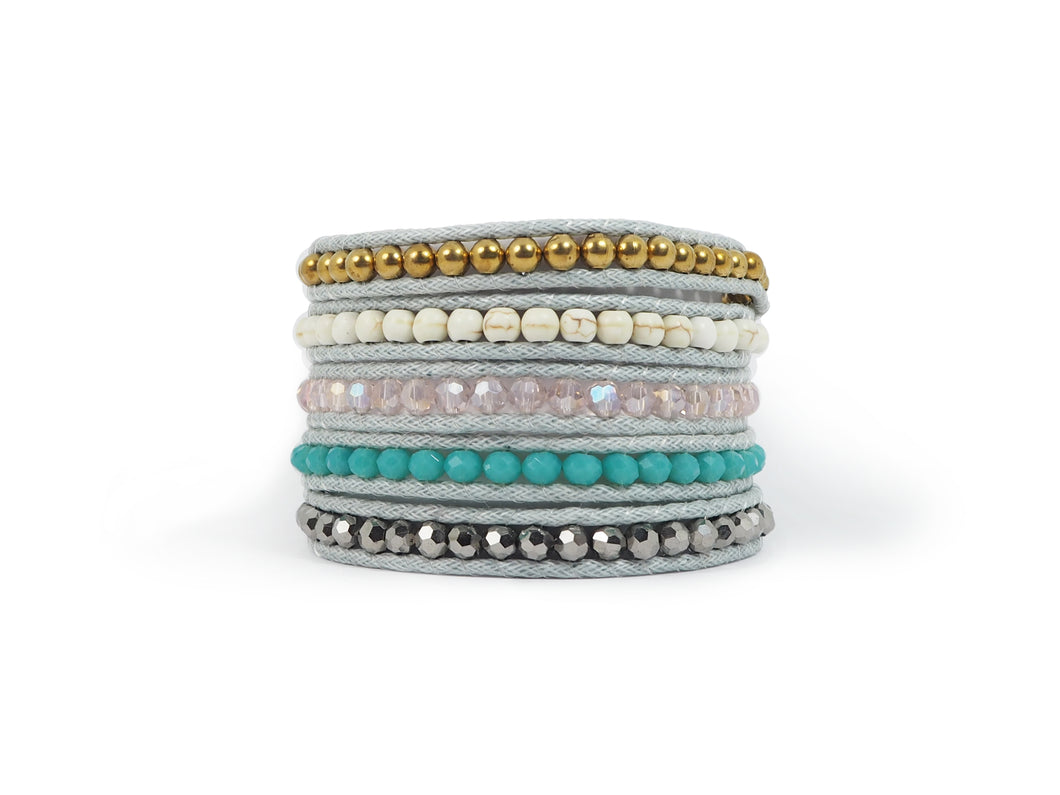 W5-175 Pastel crystal layer wrap bracelet