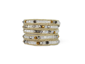 W5-178 Mixed beige crystal wrap bracelet
