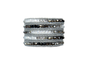 W5-187 Multi Grey Crystal 5 rounds wrap bracelet