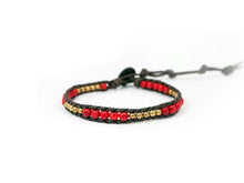 Load image into Gallery viewer, W1-004 Red and Gold 1 round wrap bracelet
