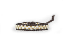 Load image into Gallery viewer, W1-010 White and Gold 1 round wrap bracelet
