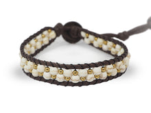 Load image into Gallery viewer, W1-010 White and Gold 1 round wrap bracelet
