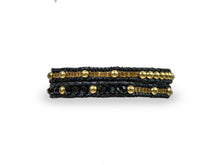 Load image into Gallery viewer, W2-004 Black crystal 2 rounds wrap bracelet
