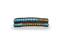 Load image into Gallery viewer, W2-025 Turquoise 2 rounds wrap bracelet
