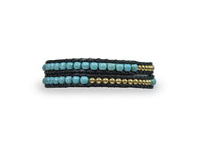 Load image into Gallery viewer, W2-044 Turquoise 2 rounds wrap bracelet
