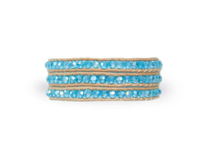 W3-020 Blue Crystal 3 rounds wrap bracelet