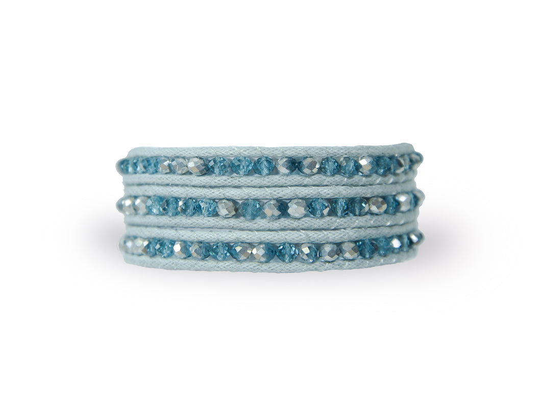 W3-023 Blue Crystal 3 rounds wrap bracelet