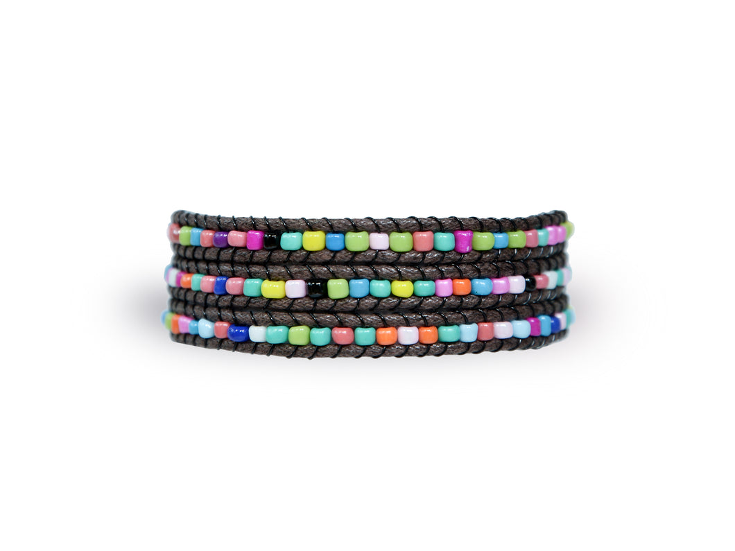 W3-037 Mixed beads 3 rounds wrap bracelet