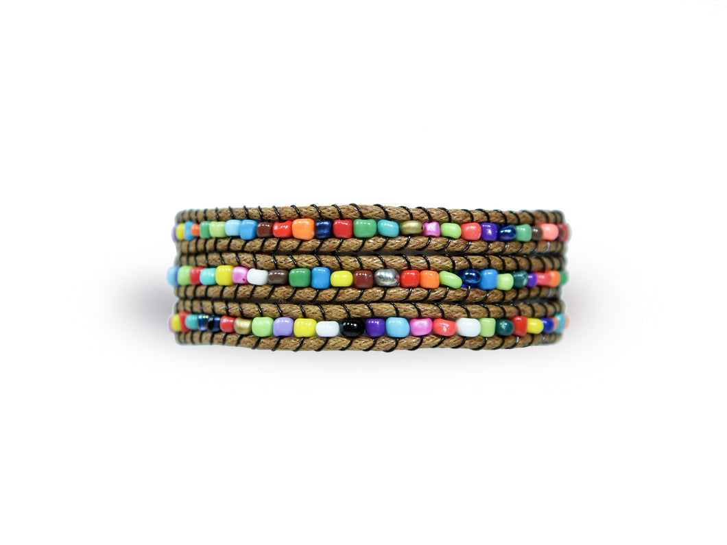 W3-038 Mixed beads 3 rounds wrap bracelet