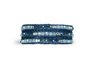 W3-049 Blue crystal 3 rounds wrap bracelet