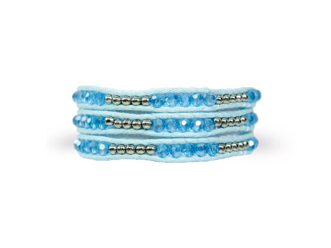W3-058 Blue crystal 3 rounds wrap bracelet