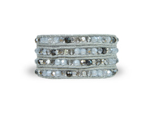 W4-008 Grey Crystal 4 Rounds wrap bracelet