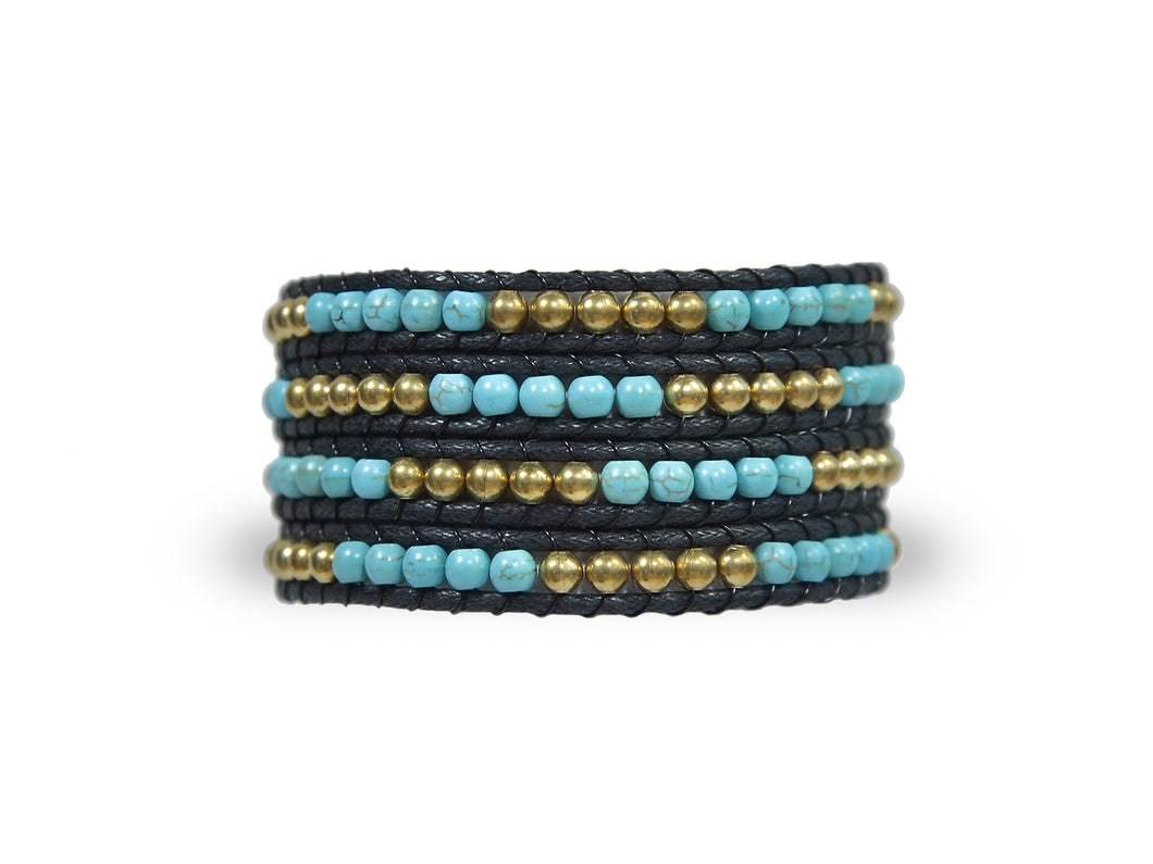 W4-011 Turquoise 4 Rounds wrap bracelet
