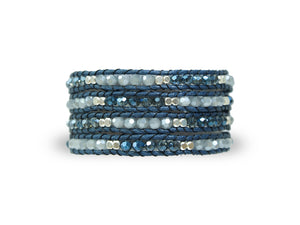 W4-017 Blue crystal 4 Rounds wrap bracelet