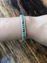 Load image into Gallery viewer, W1-027 Turquoise and Crystal 1 round wrap bracelet
