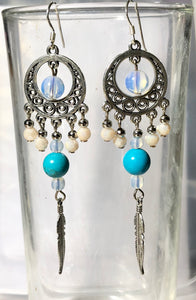 ET-024 Turquoise and Crystal Earrings
