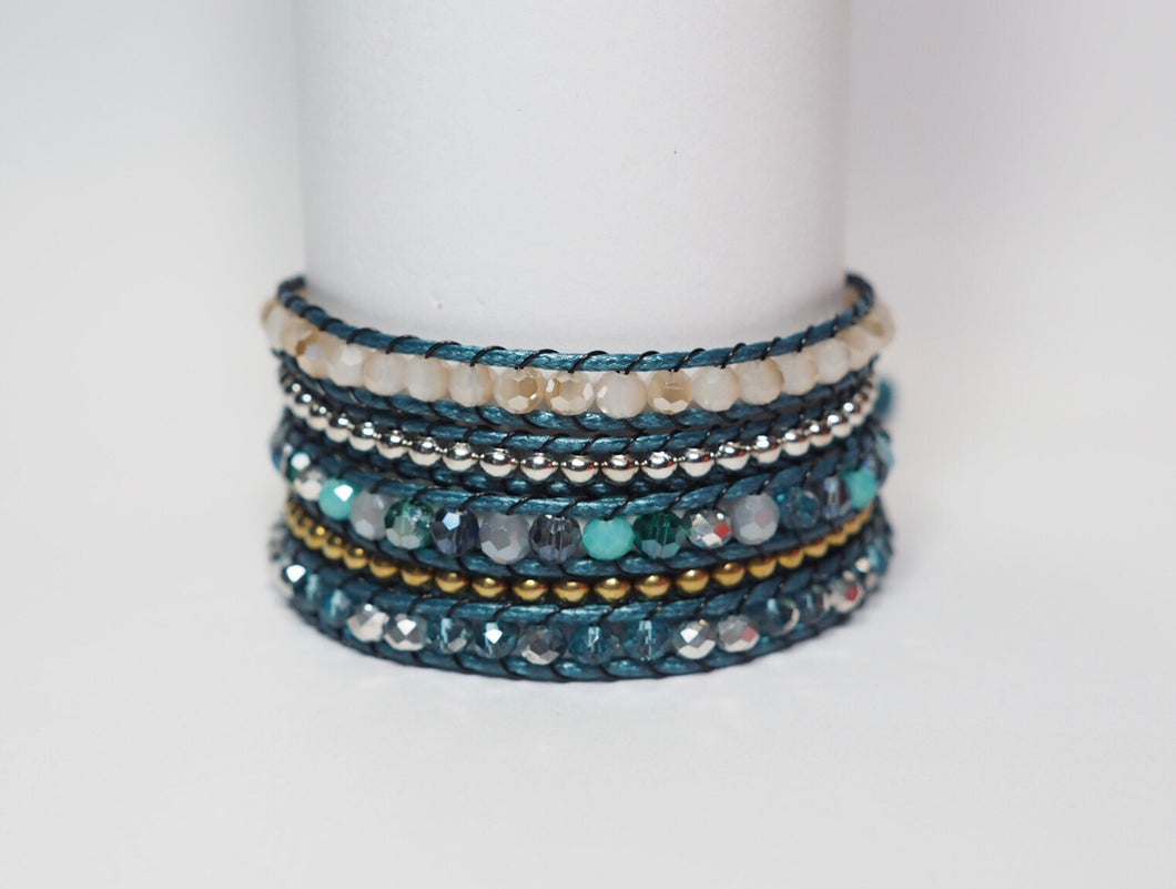 W5-231 Crystal Beads  5 rounds wrap Bracelet