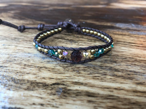 W1-024 Crystal 1 round wrap bracelet
