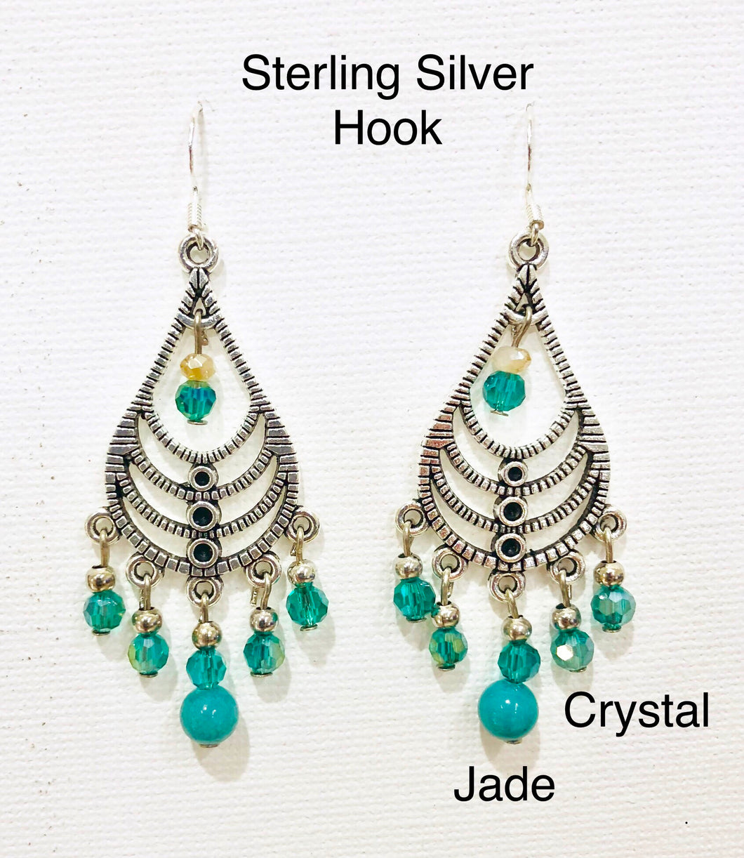 ET-027 Jade and Crystal Earrings