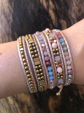 Load image into Gallery viewer, W5-331  Jade and Crystal 5 rounds wrap Bracelet
