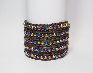 W5-234 Crystals Beads 5 rounds wrap Bracelet