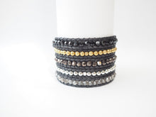Load image into Gallery viewer, W5-255 Black Crystal  5 rounds wrap Bracelet
