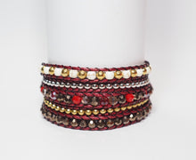 Load image into Gallery viewer, W5-221 Vivid Red Crystal Beads 5 rounds wrap Bracelet
