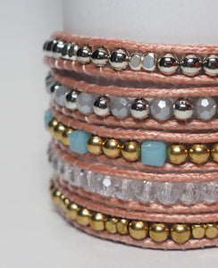 W5-223 Crystal Beads 5 rounds wrap Bracelet