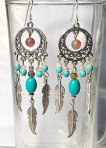 ET-023 Turquoise and Crystal Earrings