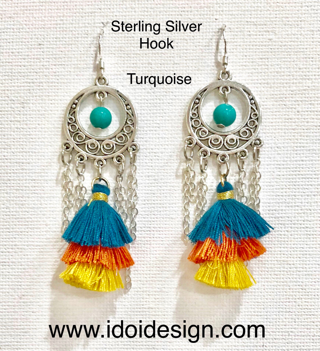 ET-025 Turquoise and Crystal Earrings
