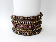 Load image into Gallery viewer, W5-236 Tourmaline 5 rounds  wrap Bracelet
