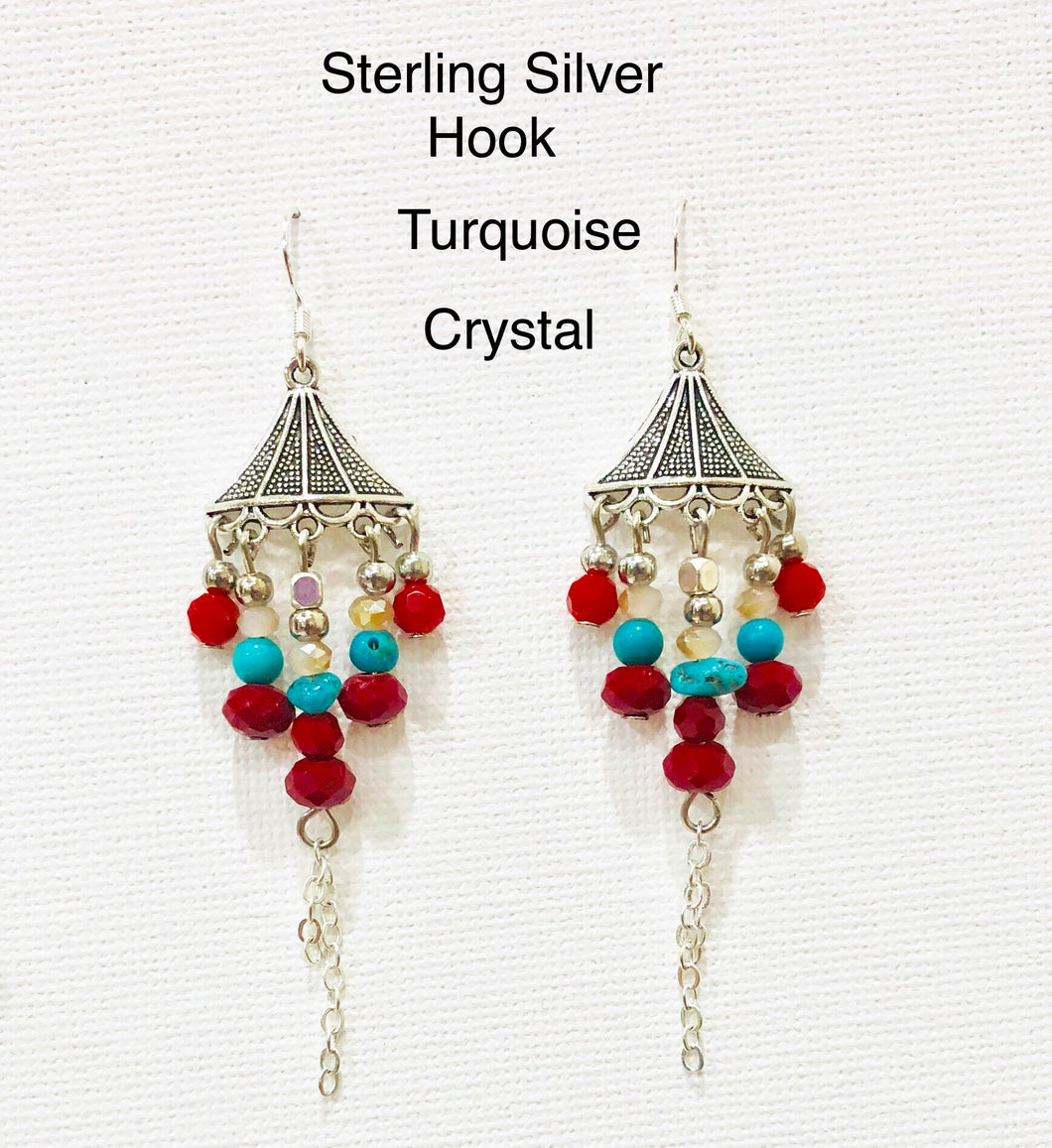 ET-028 Turquoise and Crystal Earrings