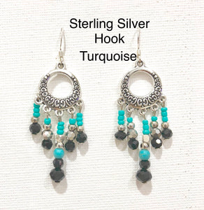 ET-022 Turquoise and Crystal Earrings