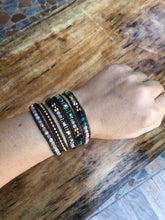 Load image into Gallery viewer, W5-352 Lava stone and Chrysocolla  5 rounds wrap Bracelet
